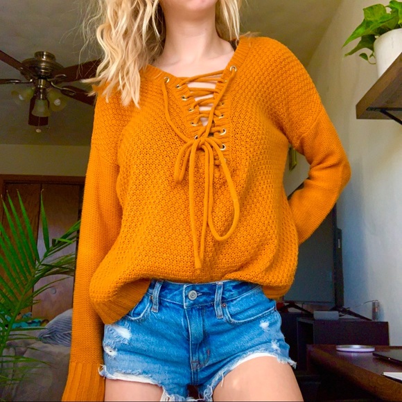 SOLD Charlotte Russe Mustard Knit Sweater - Picture 6 of 9